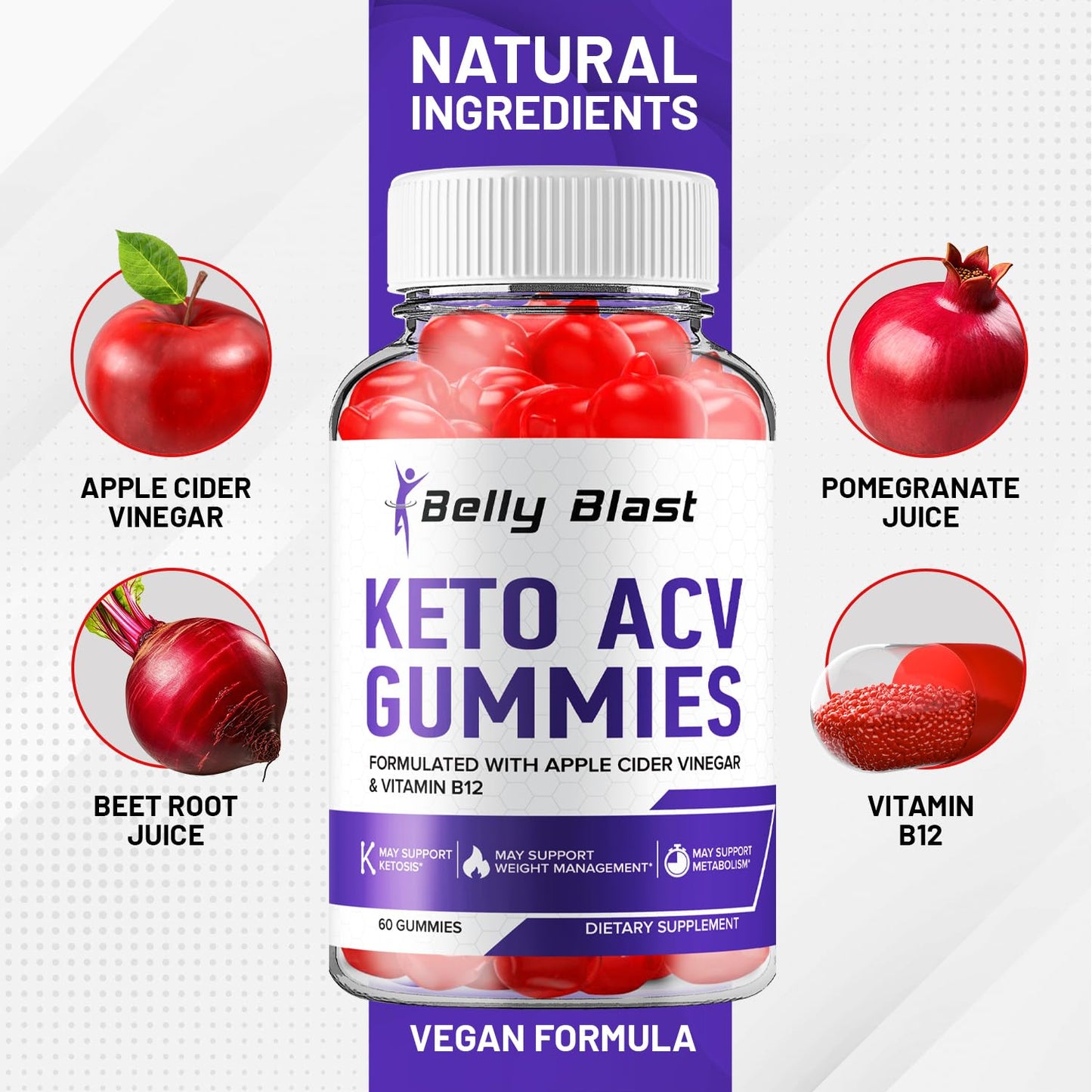 Indelo Belly Blast Keto ACV Gummies 60 Count