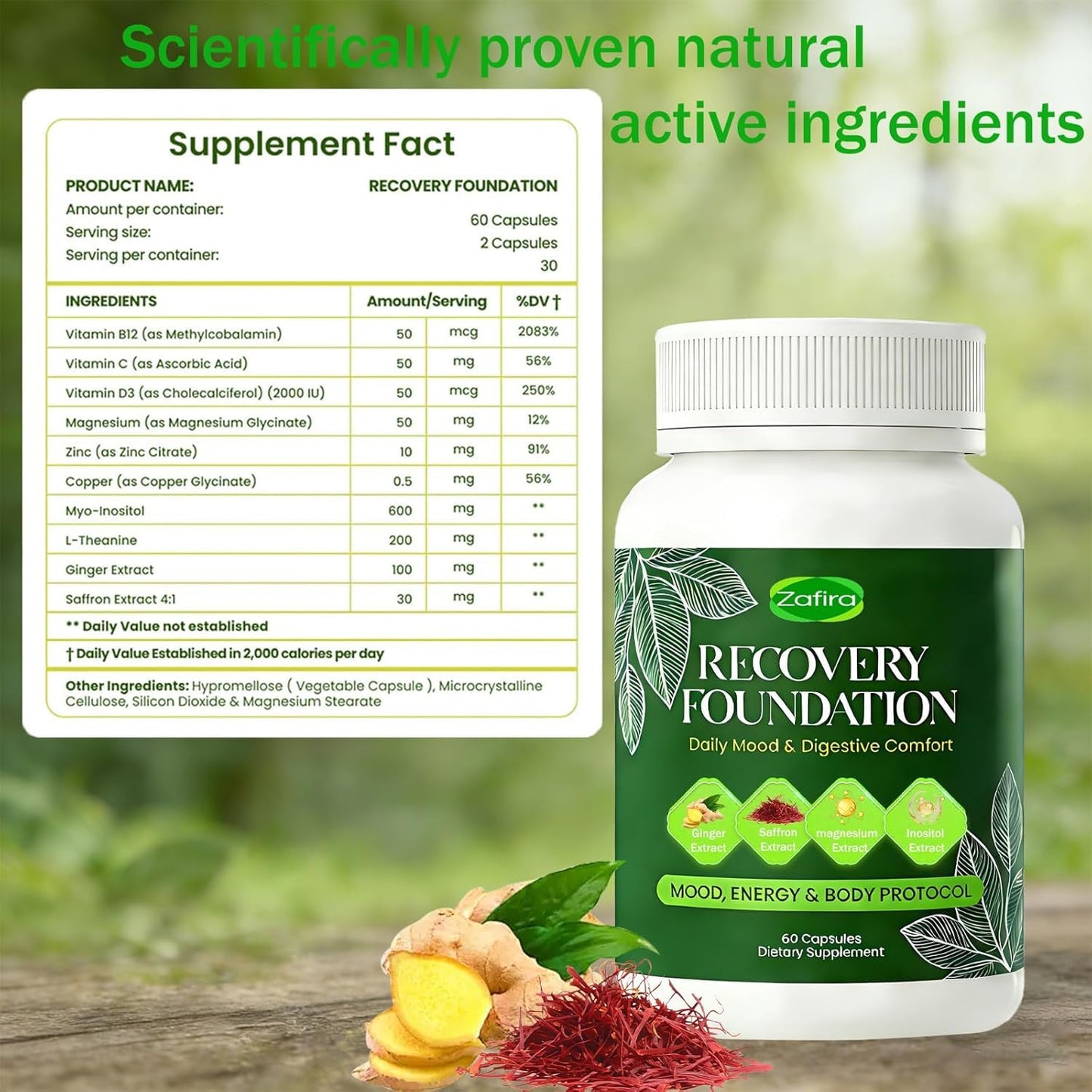 Glowrizon Zafira Recovery Foundation Capsules, 60 Count
