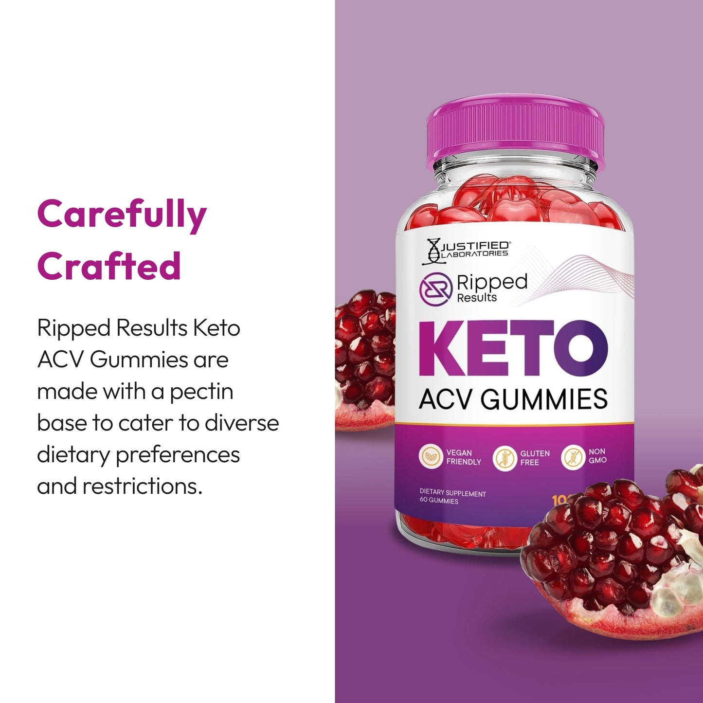 Justified Laboratories Ripped Results Keto ACV Gummies (1000 mg) 60 Count