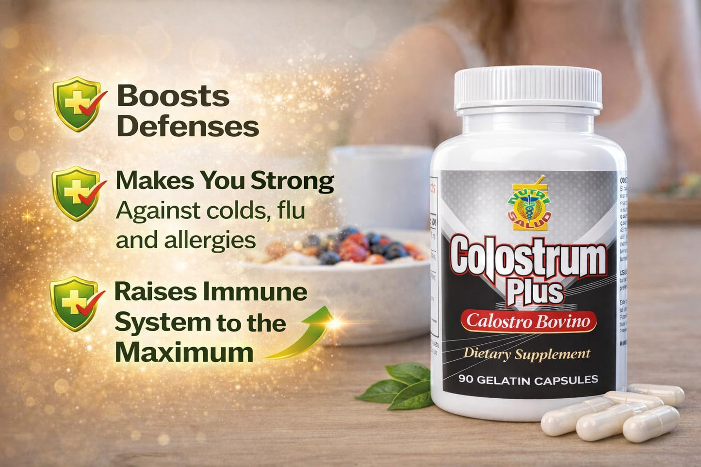 Nutrisalud Products Bovine Colostrum Capsules, 90 Count