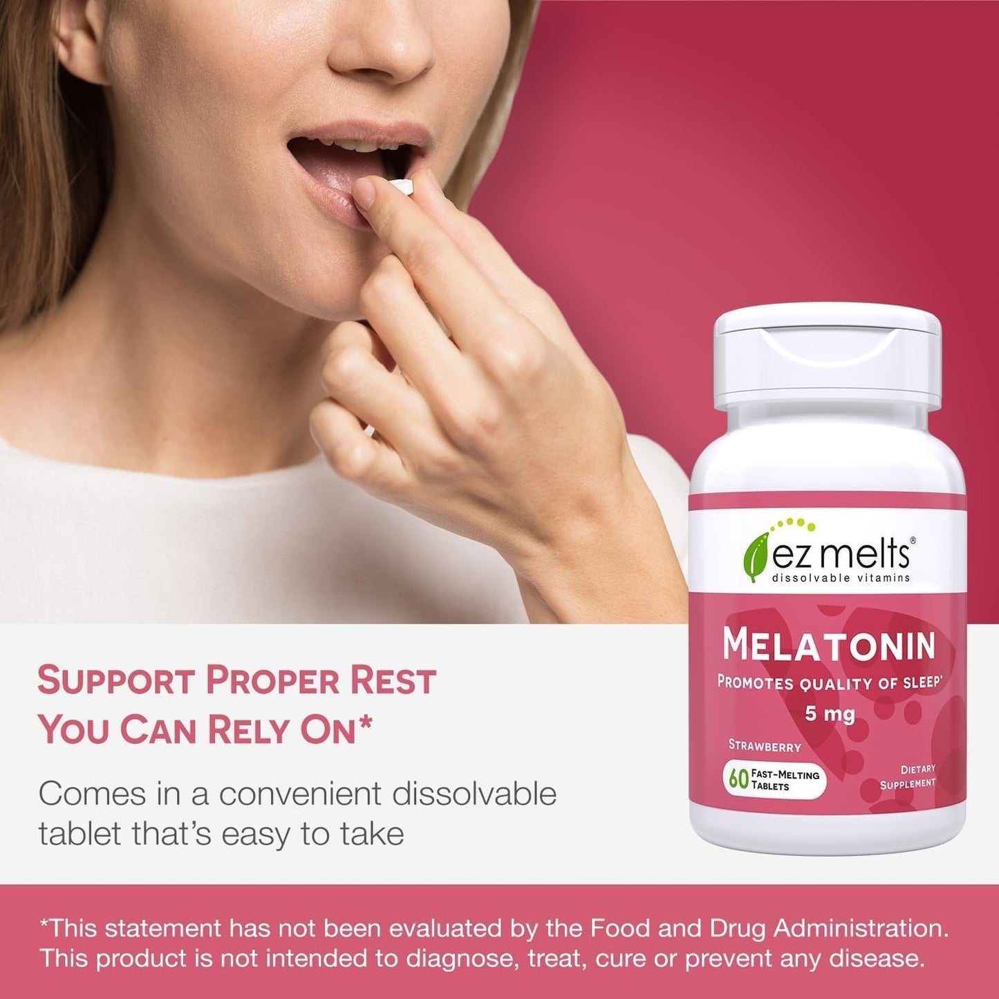 EZ Melts Melatonin Tablets 60 Count
