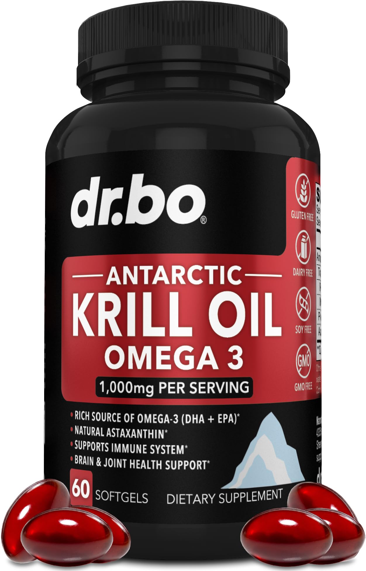 DR. BO Krill Oil Omega-3 Softgels, 60 Count