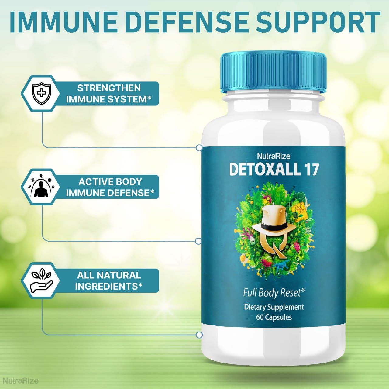 NutraRize DetoxAll 17 Full Body Reset Capsules, 120 Capsules