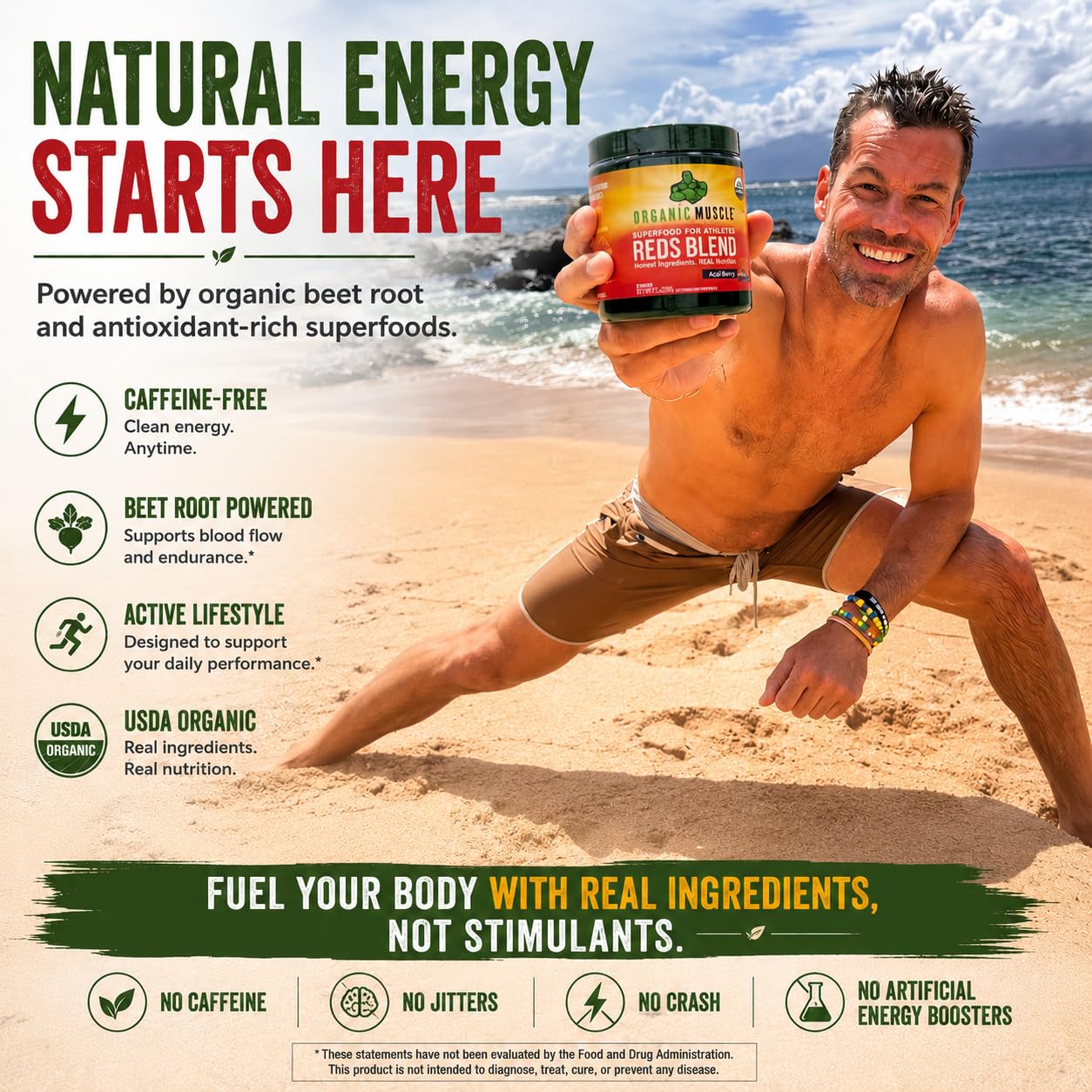 Organic Muscle Reds Superfood Acai Berry Powder 30 Servings