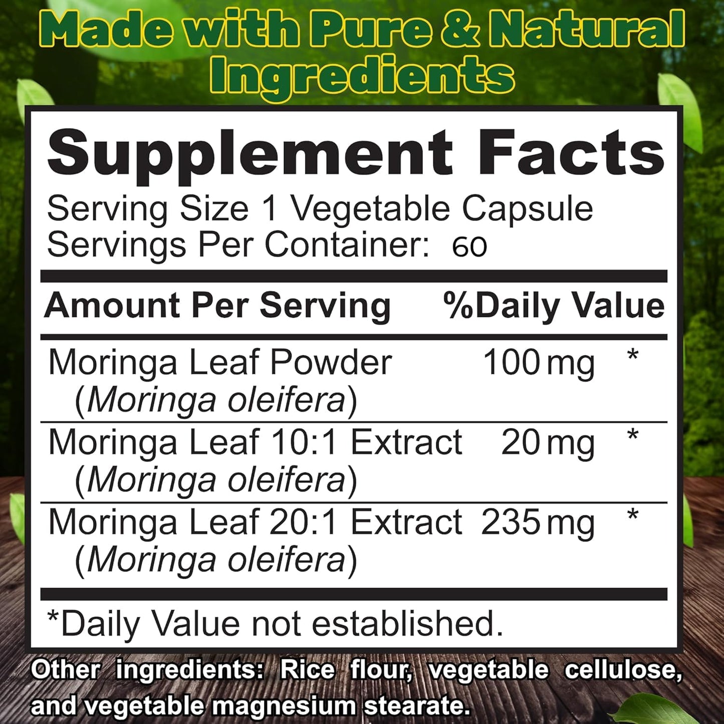 SALEEMI Moringa Capsules Premium Moringa Oleifera Leaf & Seed Extract, 60 Capsules