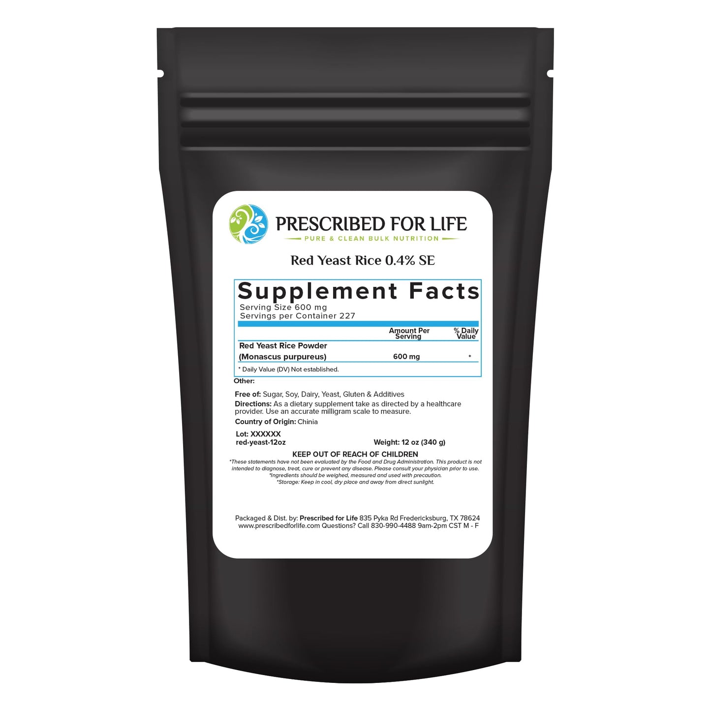 Prescribed For Life Red Yeast Rice Powder 11.99 oz