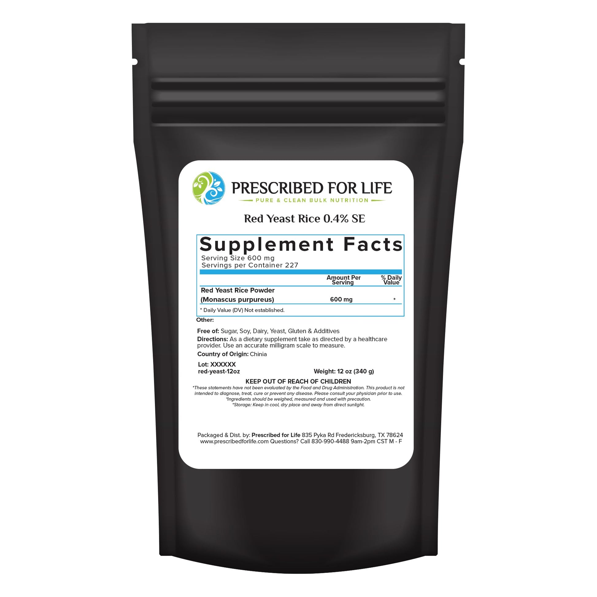 Prescribed For Life Red Yeast Rice Powder, 11.99 Ounce