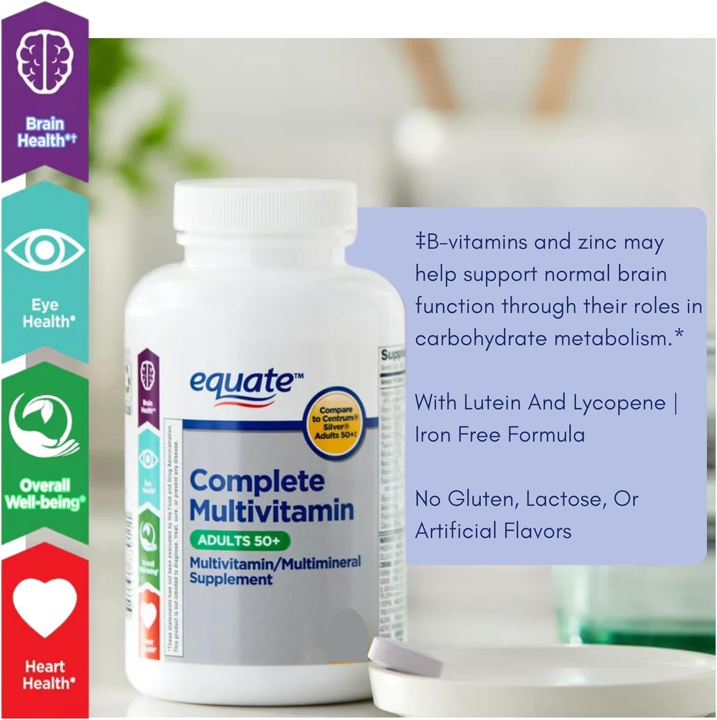 Generic Equate Adult 50+ One Daily Complete Multivitamin Multimineral Supplement 125 Tablets