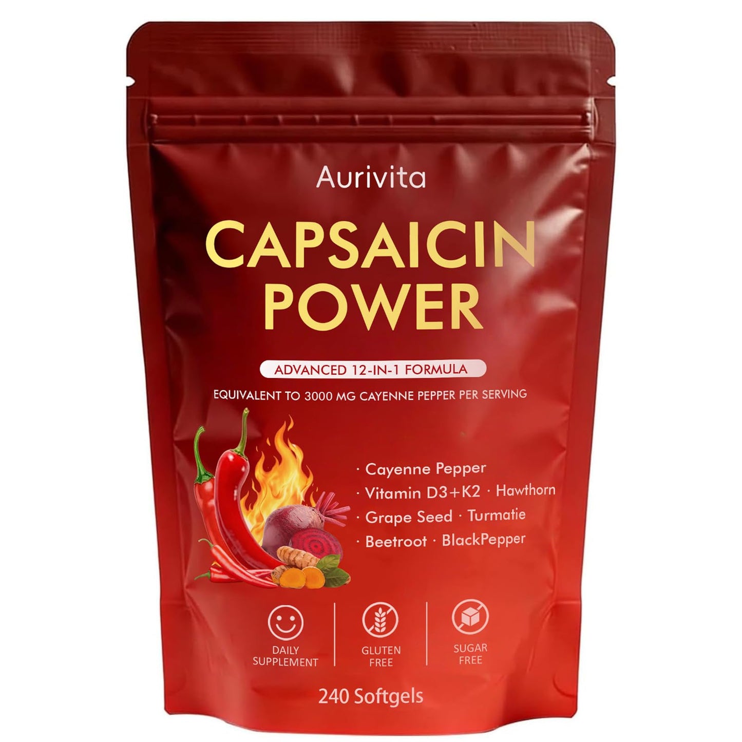 Boranel Aurivita Capsaicin Power Cayenne Pepper Softgels 240 Count