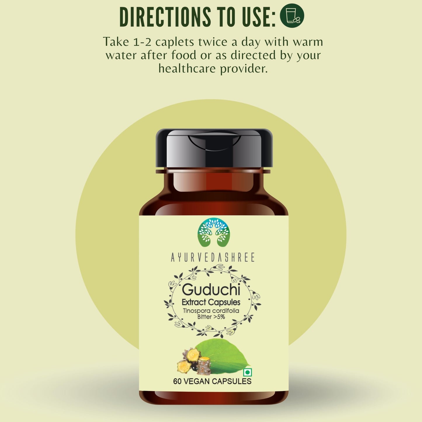 AYURVEDASHREE Guduchi Extract 500mg Capsules 60 Count