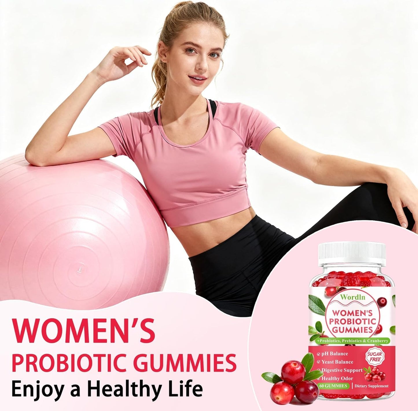Wordln Women Probiotic Gummies for Feminine Health Gummy 120