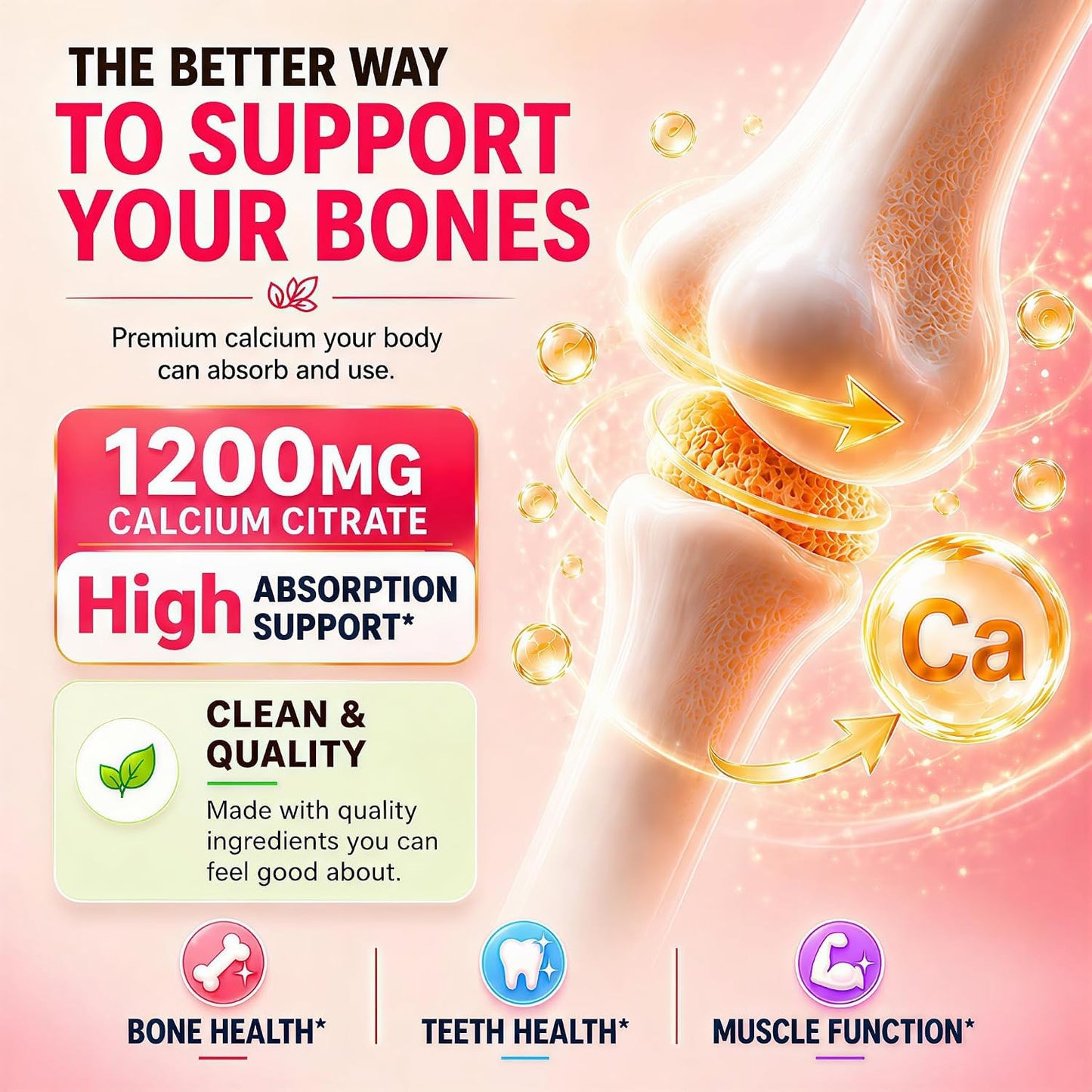 RUNUAN Calcium Citrate 1200mg Gummies, 60 Count