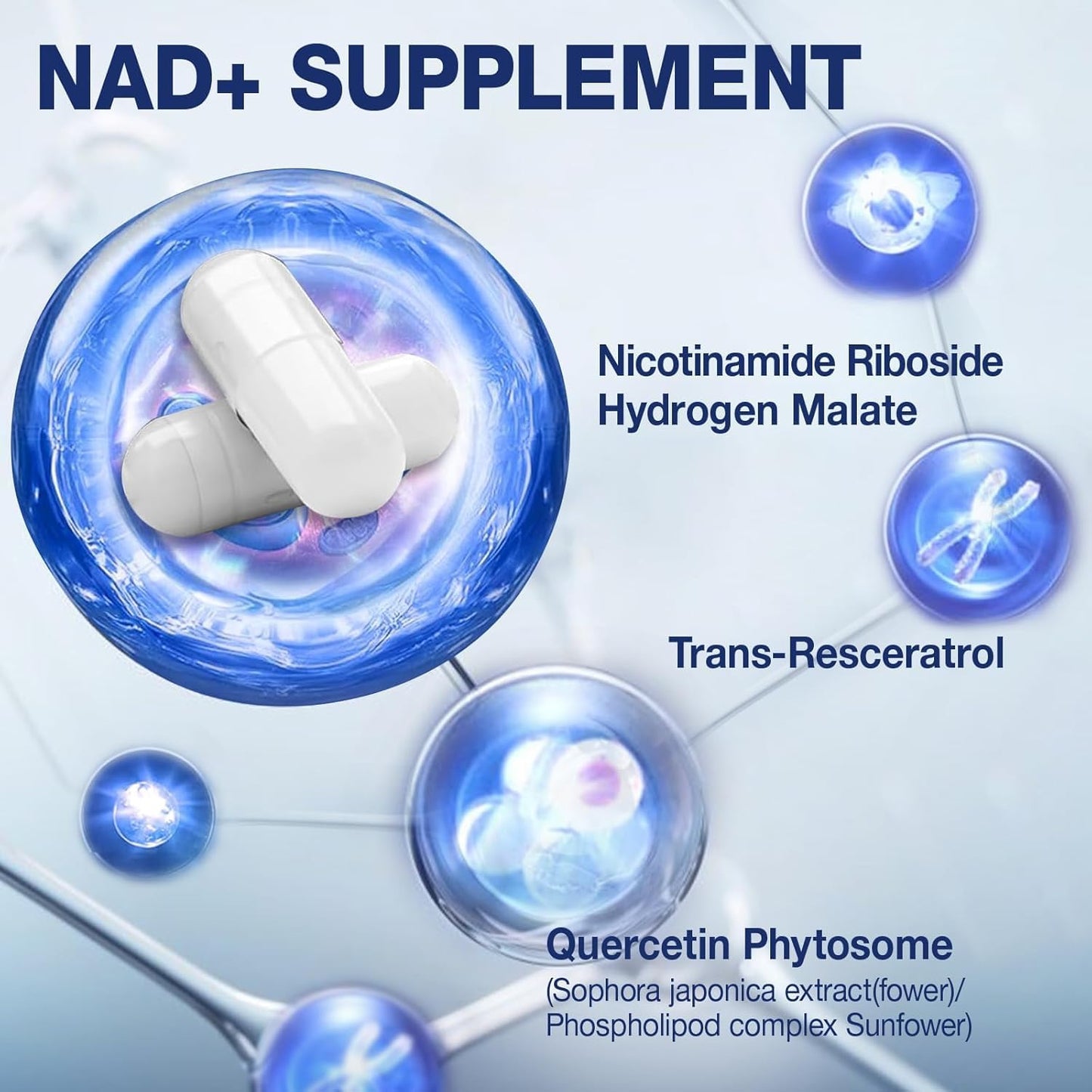 MSLOTAL NAD+ Nicotinamide Riboside Resveratrol NAD Supplement 1000mg Pure Organic Capsules 80 Count