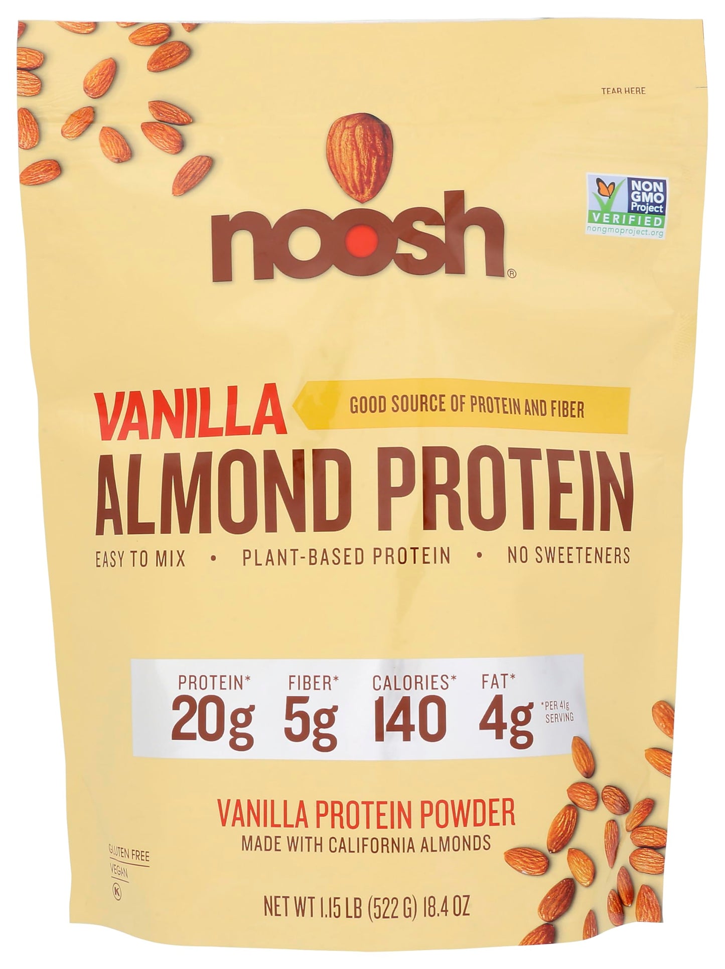 NOOSH Plant Based Almond Protein Powder Vanilla 18.4 oz