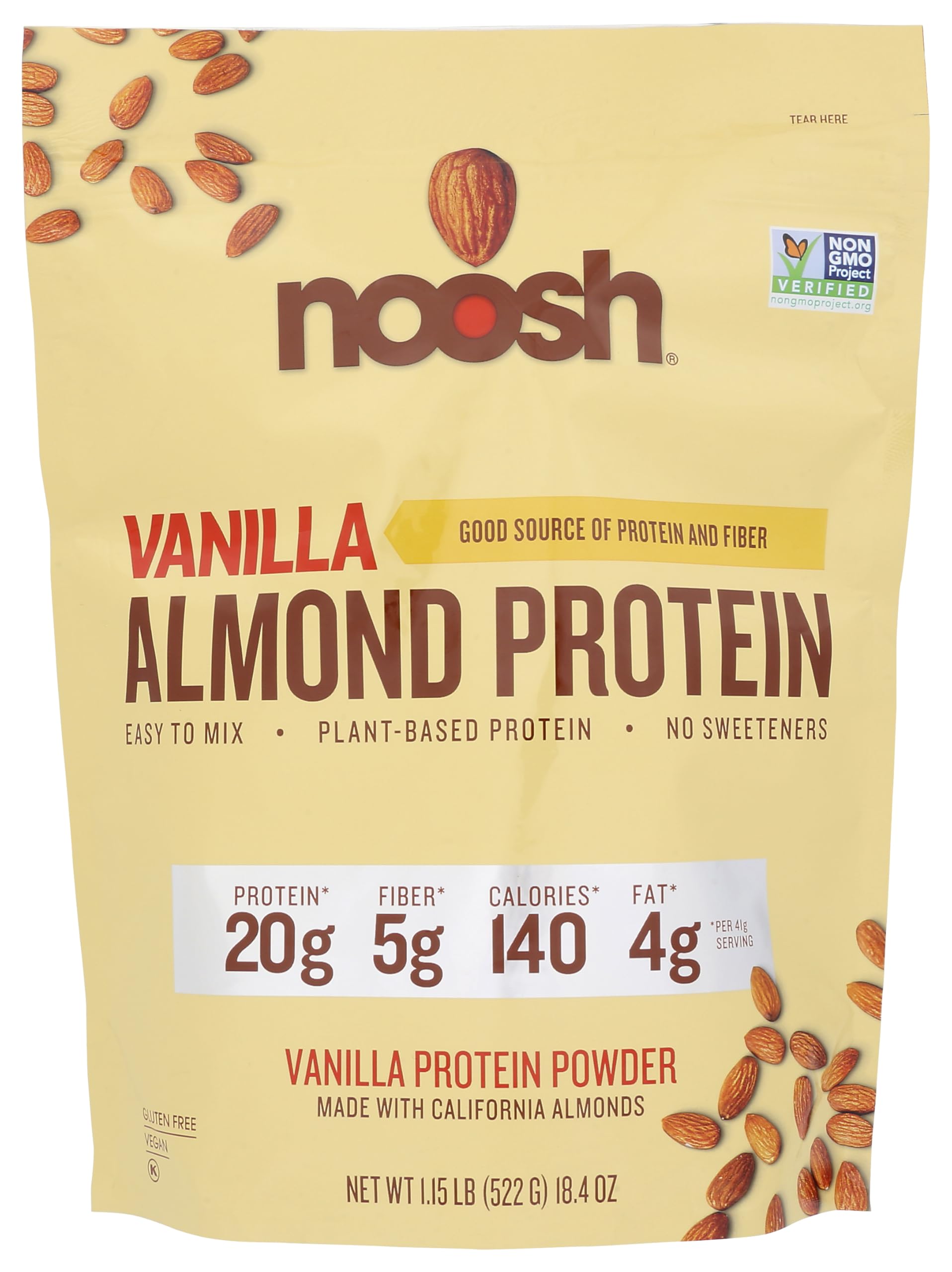 NOOSH Plant Based Almond Protein Powder Vanilla 18.4 oz