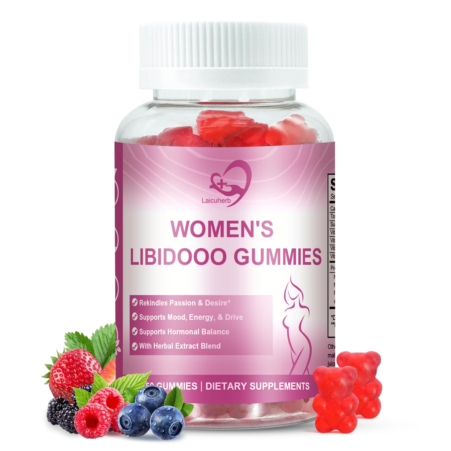 Laicuherb Libidoo Support for Women with Maca Root, Daily Wellness Formula for Confidence, Vitality & Emotional Balance, Intimacy Vitamins & Daily Sensual Wellness Gummy 60