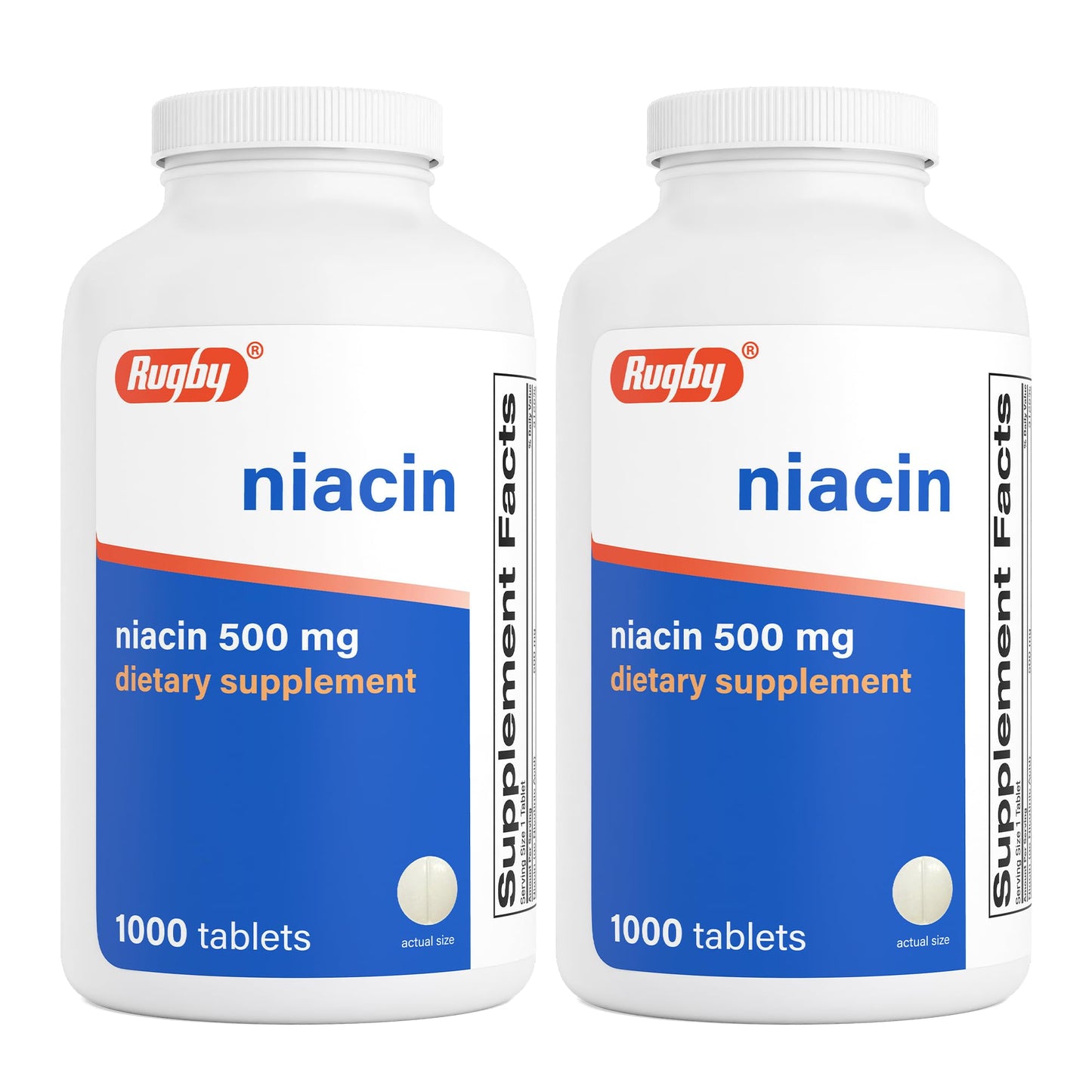 Rugby Laboratories Niacin 500mg Vitamin B3 Supplement Tablet 2000 Tablets