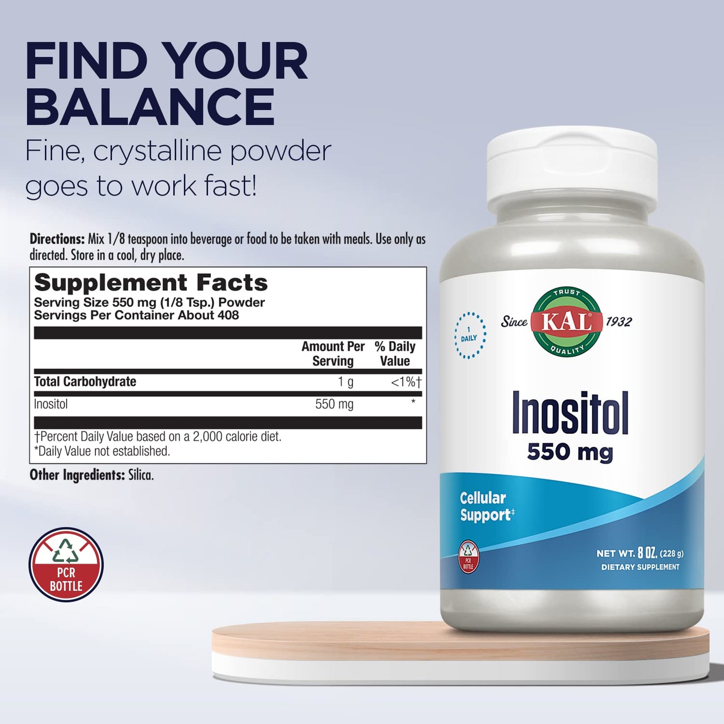 KAL Inositol Powder 550mg, 8 oz