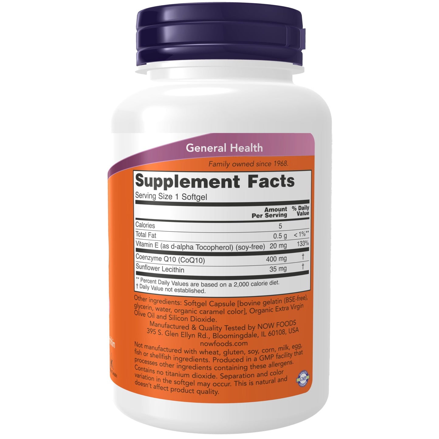 NOW Foods CoQ10 400 mg Softgel, 60 Softgels