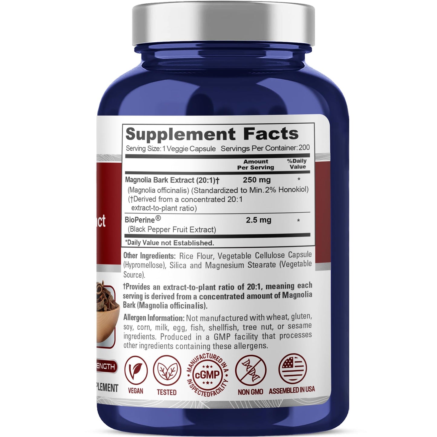 NusaPure Magnolia Bark Capsules 200 Count