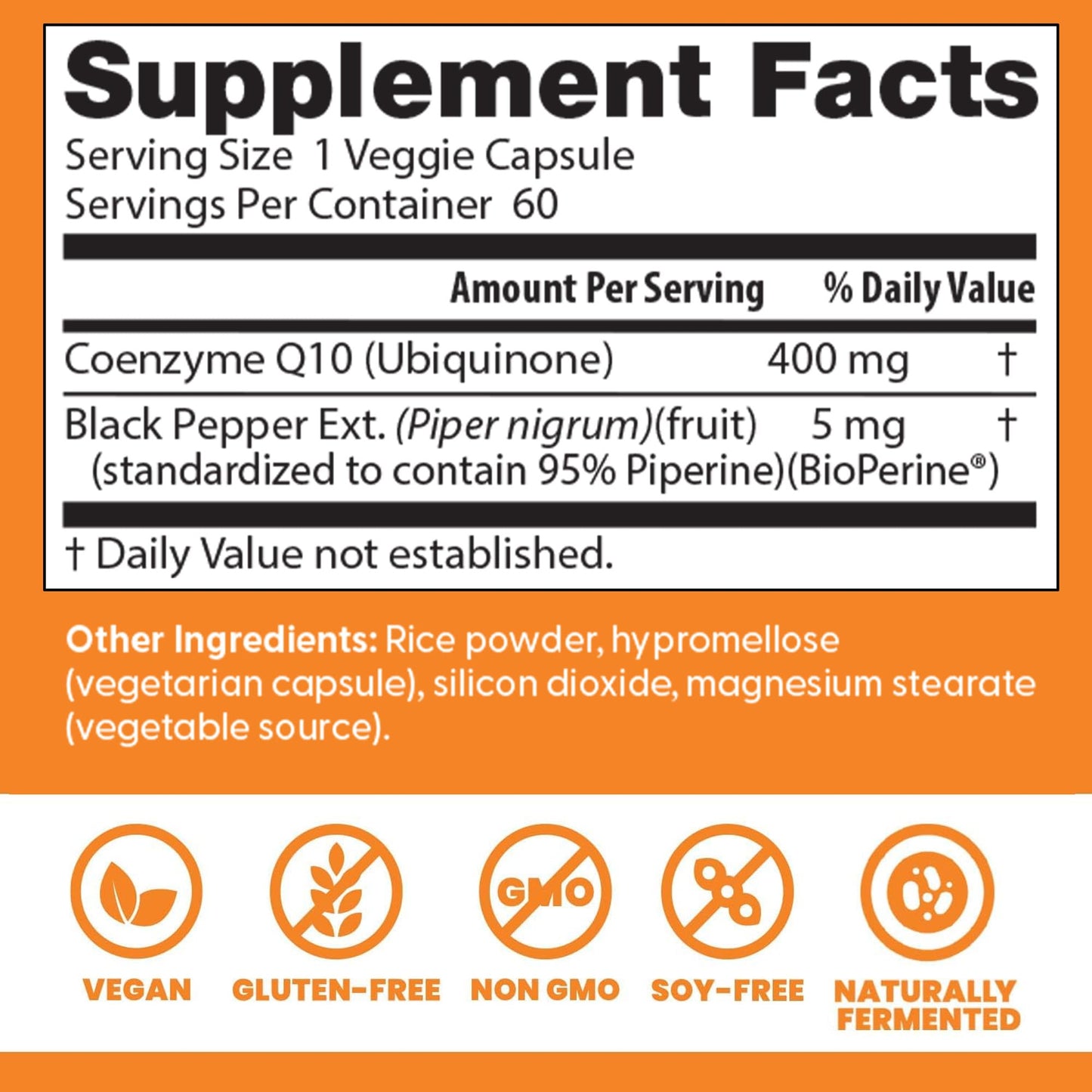 Doctor's Best High Absorption CoQ10 400mg with BioPerine Capsule, 60 Count