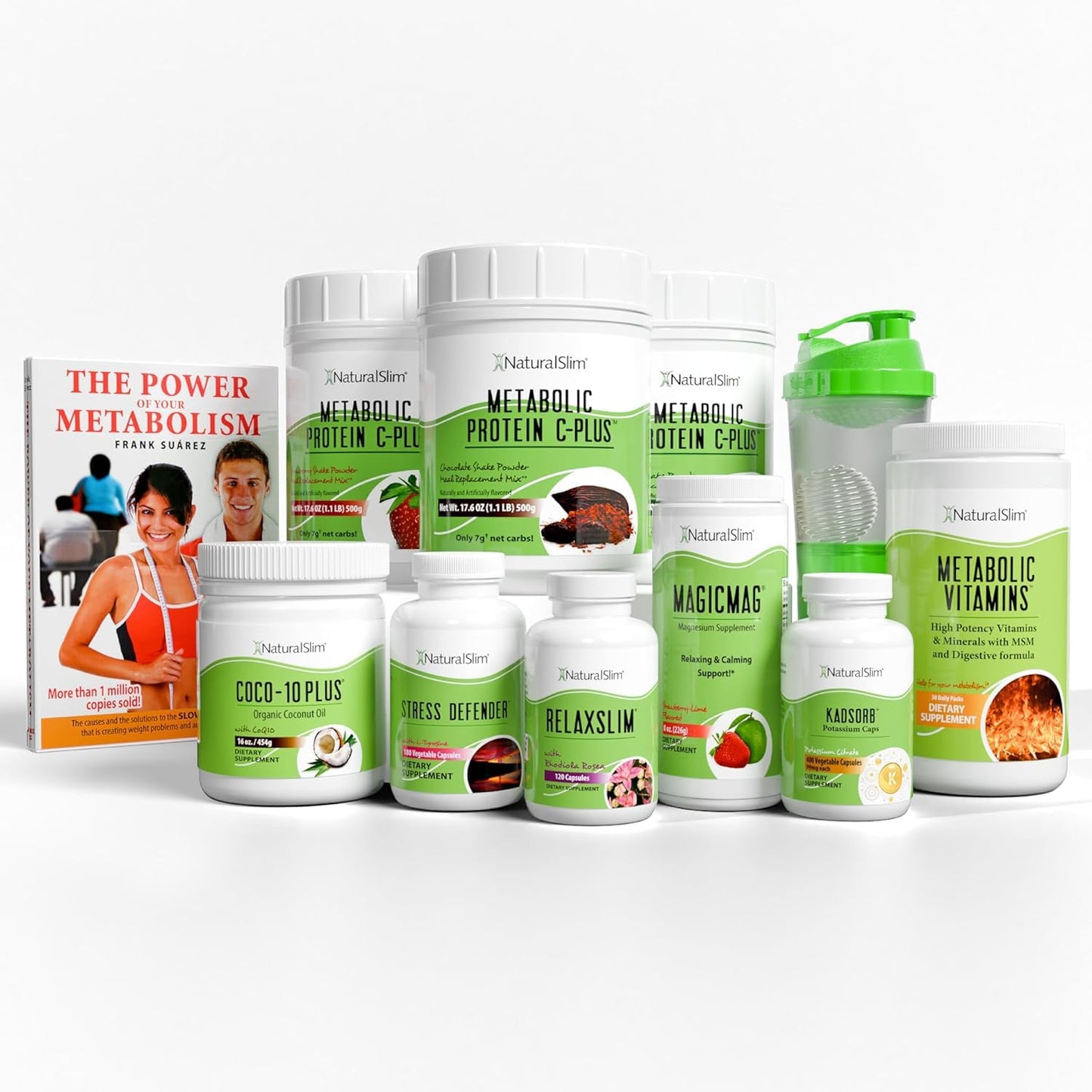 NaturalSlim Speed Package 11-Pack Bundle - Stress Support, Rest Support, Magnesium, Whey Protein Powder + Free Spanish Edition Book
