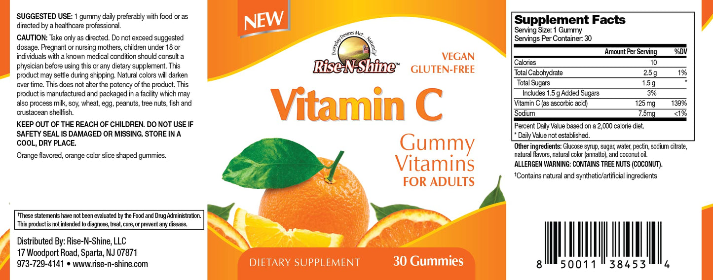 Rise-N-Shine Everyday Desires MET Naturally Vitamin C Gummy, 30 Count