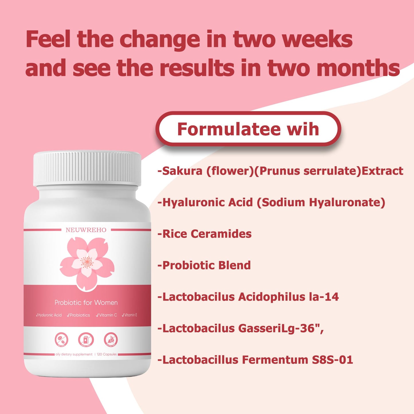 NEWUREHO Vaginal Probiotics for Women Vaginal Dryness & PH Balance Capsule 120 Count