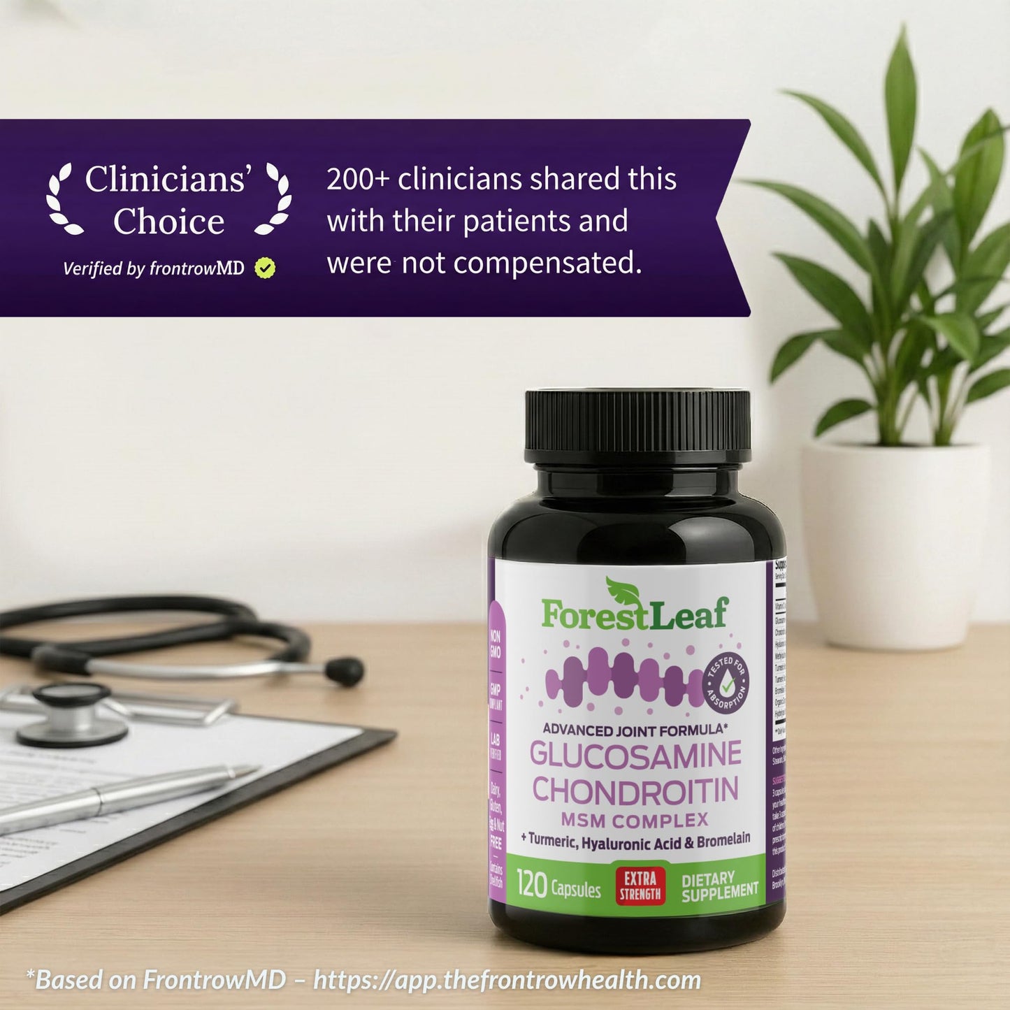 ForestLeaf Glucosamine Chondroitin MSM Joint Supplement Complex 120 Capsules