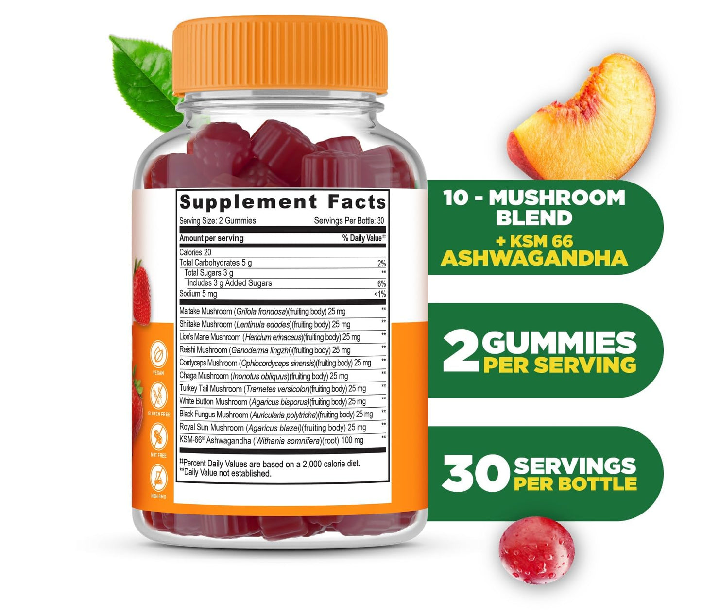 Lifeable Mushroom Gummies for Adults Gummy 60 Gummies