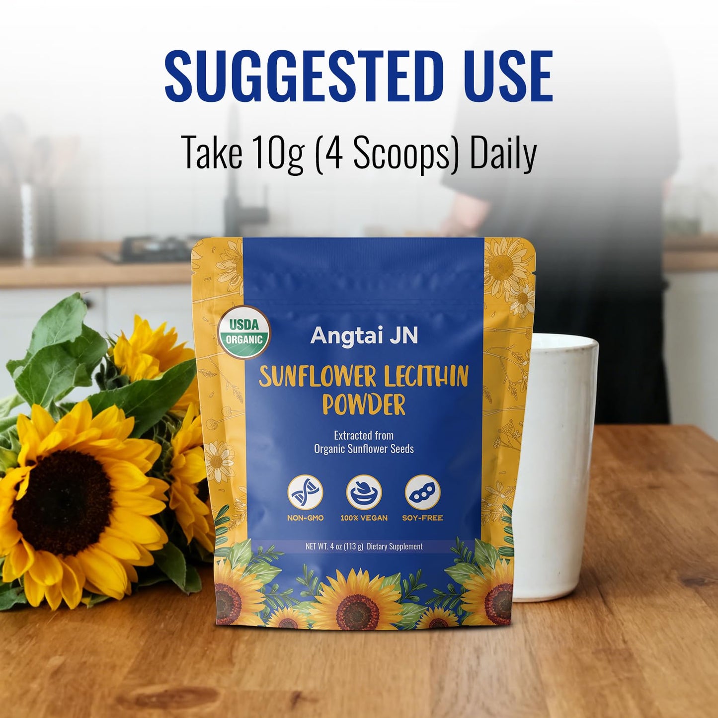 Angtai JN Organic Sunflower Lecithin Powder 4 oz