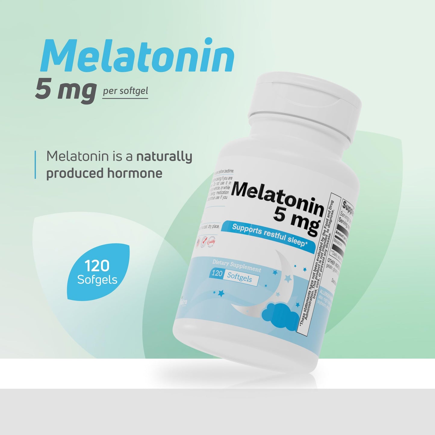 Nutra Nutrition Melatonin 5 mg Softgels 120 Count