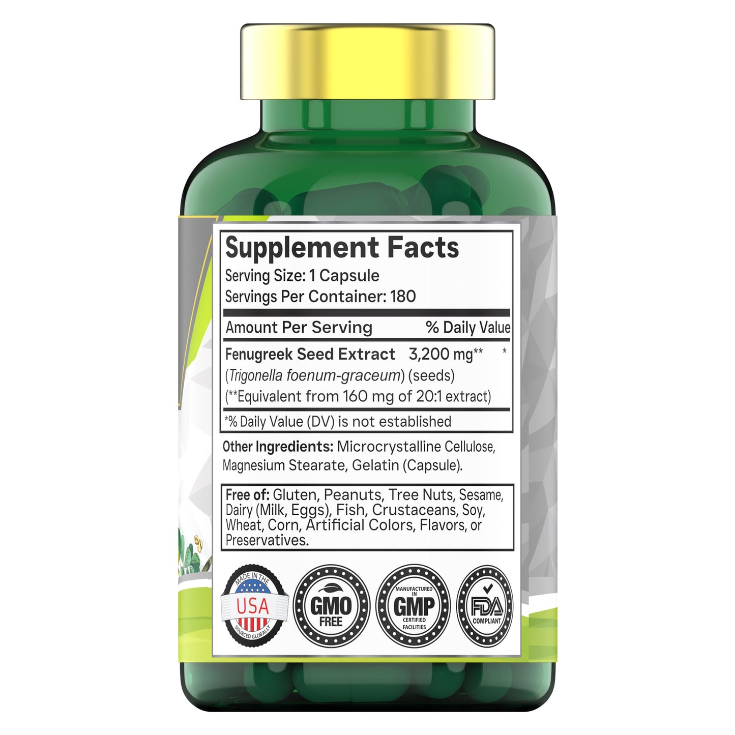 tnvitamins Fenugreek 3200 mg Capsule, 180 Count
