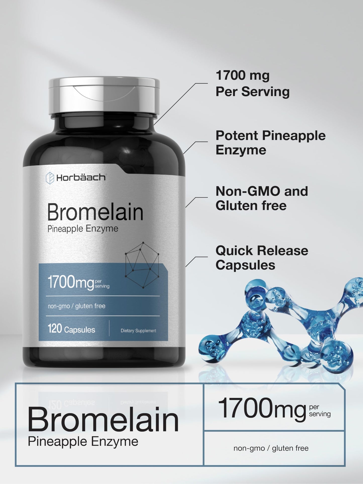 Horbäach Bromelain 1700 mg 120 Capsules