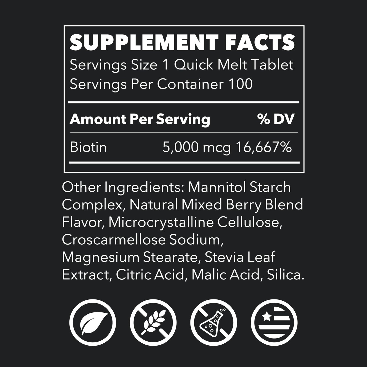 LifeSeasons Biotin 5,000 mcg Quick Melts Tablet – Hair, Skin & Nails Support – Vitamin B7 – 100 Count
