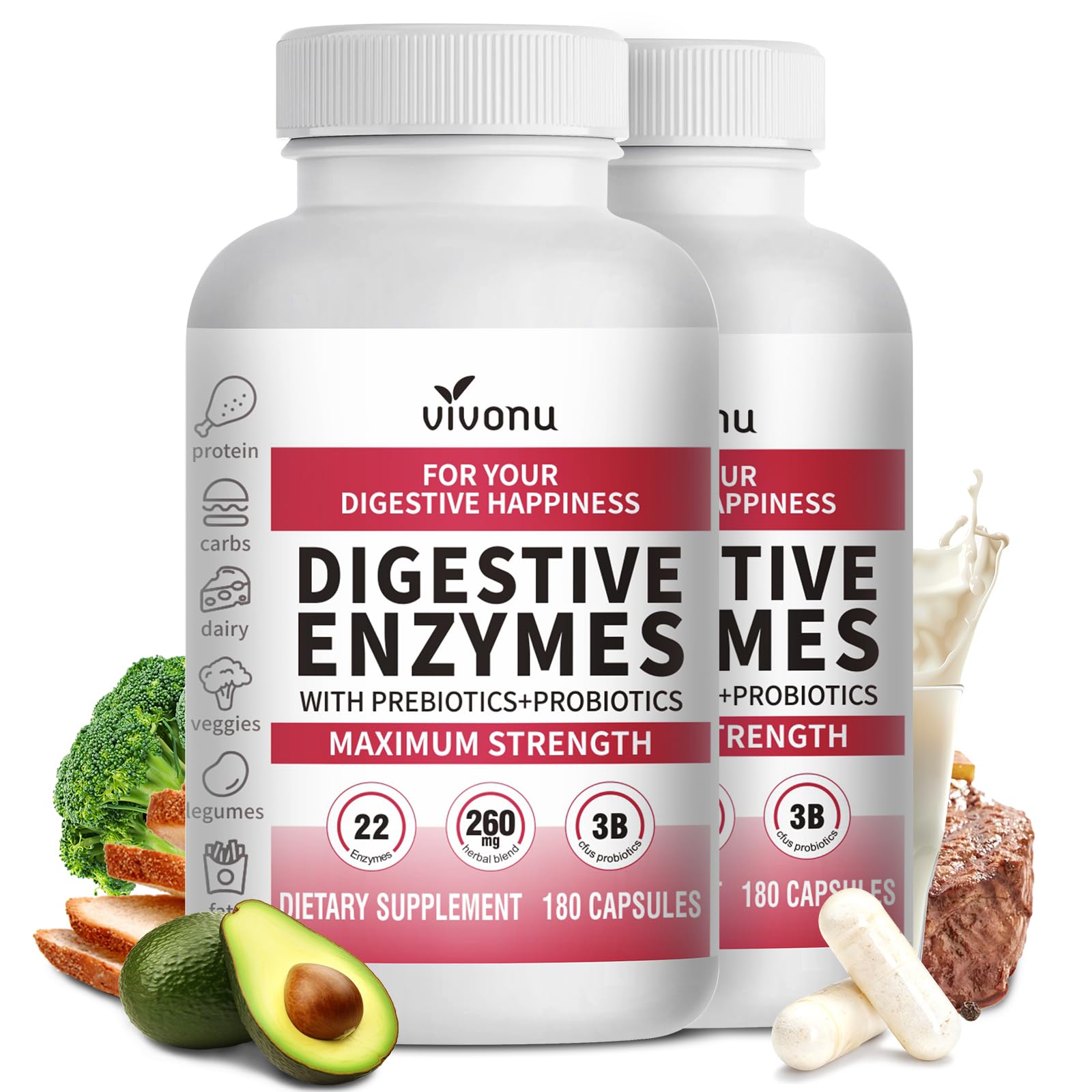 VivoNu Digestive Enzymes 360 Capsules