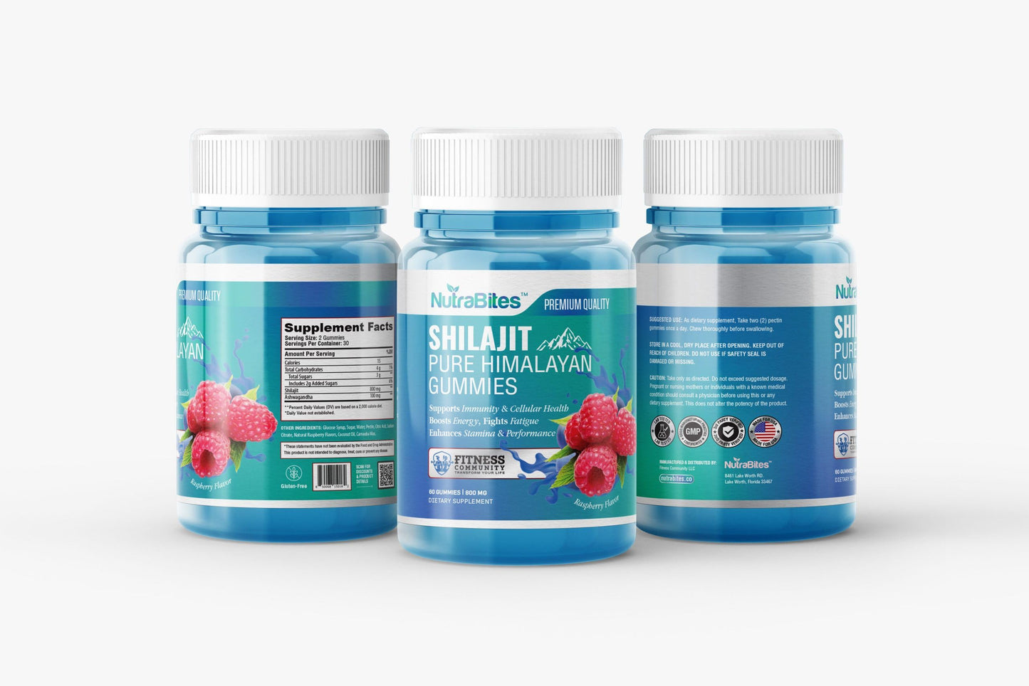 NutraBites Shilajit Gummies with Ashwagandha – Energy, Stamina & Performance Support, 800mg Shilajit, Fulvic Acid, Male Vitality, Vegan Raspberry Flavor, 60 Gummies