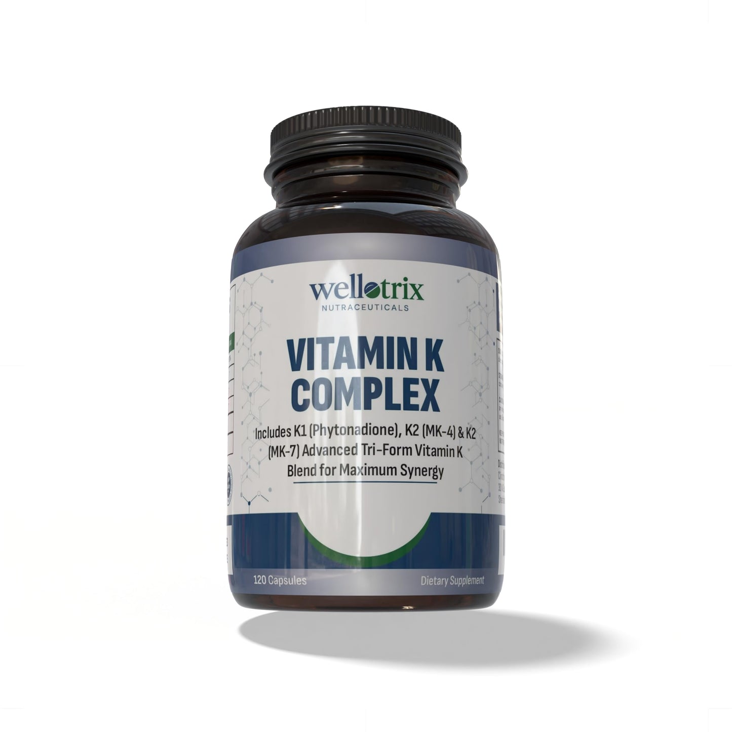 Wellotrix Nutraceuticals Vitamin K Complex (K1 + MK-4 + MK-7) Capsule, 120 Capsules