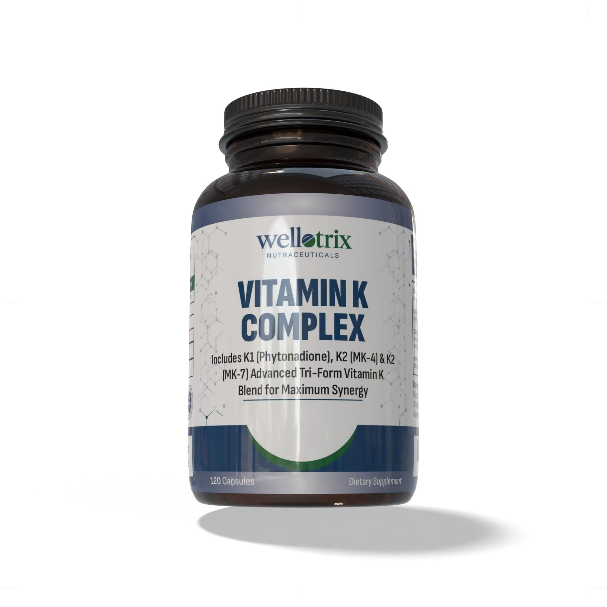 Wellotrix Nutraceuticals Vitamin K Complex (K1 + MK-4 + MK-7) Capsule, 120 Capsules