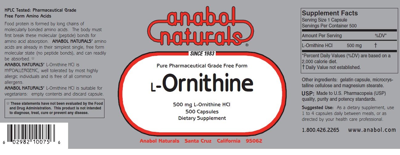 Anabol Naturals L-Ornithine Free Form Capsules, 500