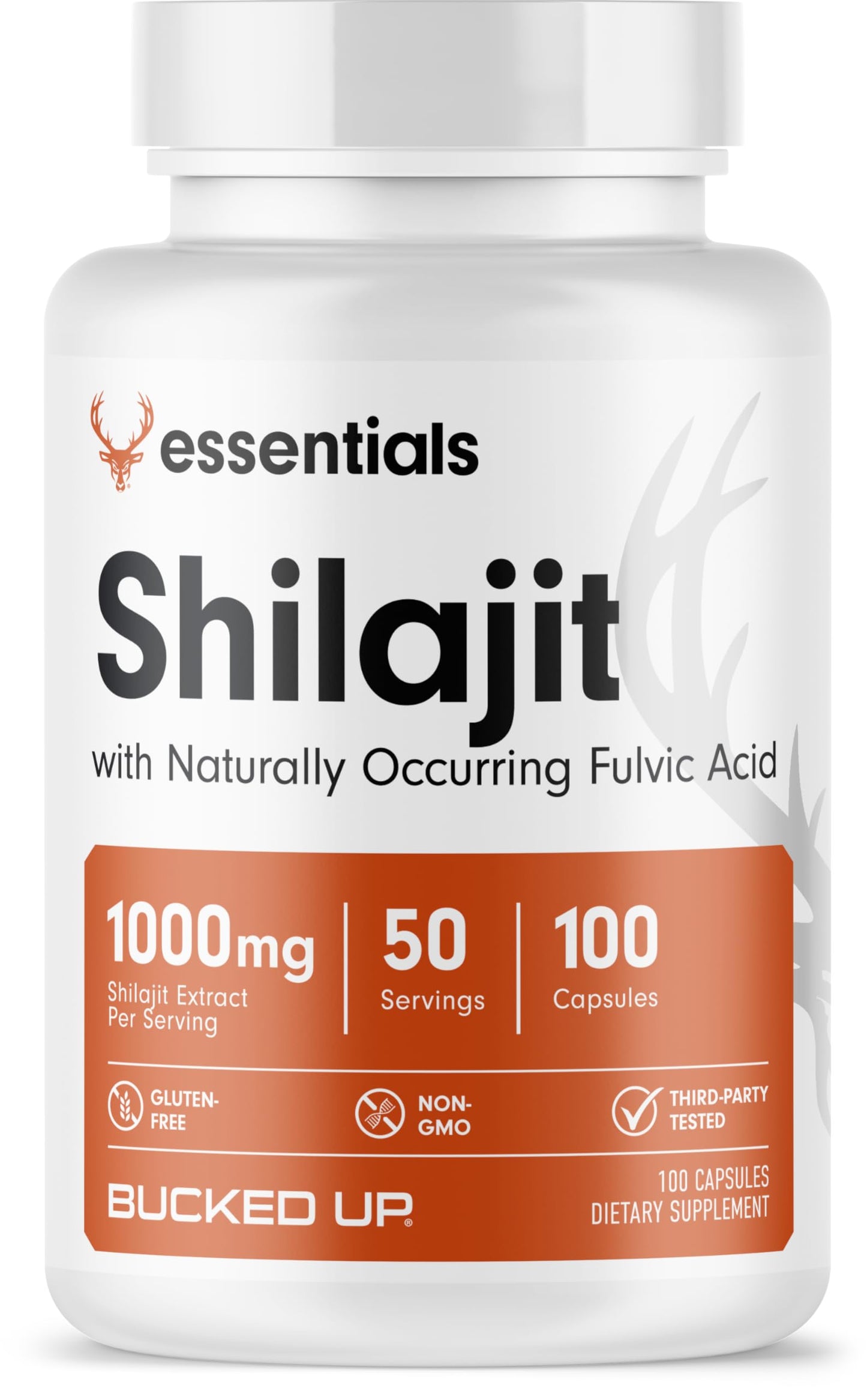 Bucked Up Shilajit 1000mg 20:1 Extract with 20% Fulvic Acid Capsules, 100 Count