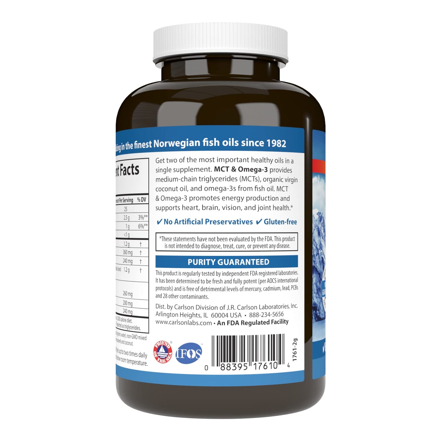 Carlson MCT & Omega-3 Softgels 120 Count