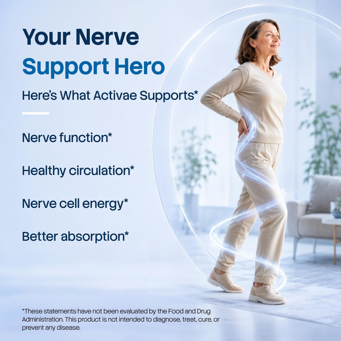 Activae Nerve Support for Neuropathy & Sciatic Pain Relief - Stabilized R-Alpha Lipoic Acid, Benfotiamine, Methyl B12, B6 & 5-MTHF - Physician-Formulated, Lab-Tested 60 Capsules