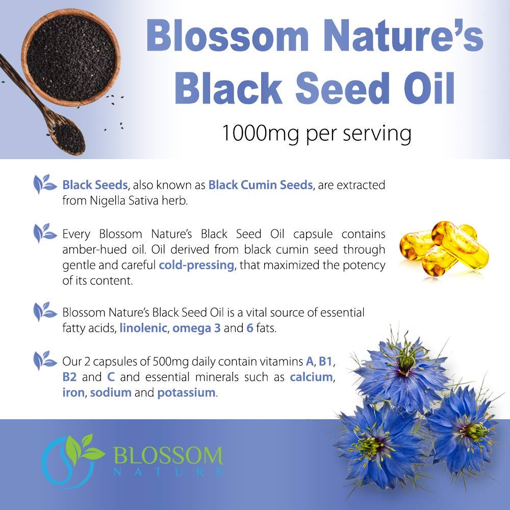 Blossom Nature Black Seed Oil Capsules 1000mg 120 Count