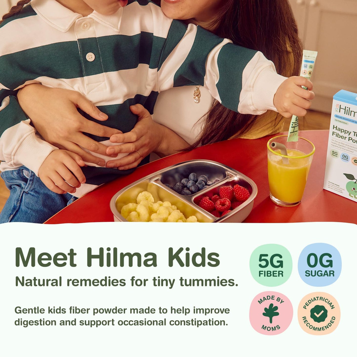 Hilma Happy Tummy Plant-Based Fiber Powder for Kids, Powder, 2.22 Ounce