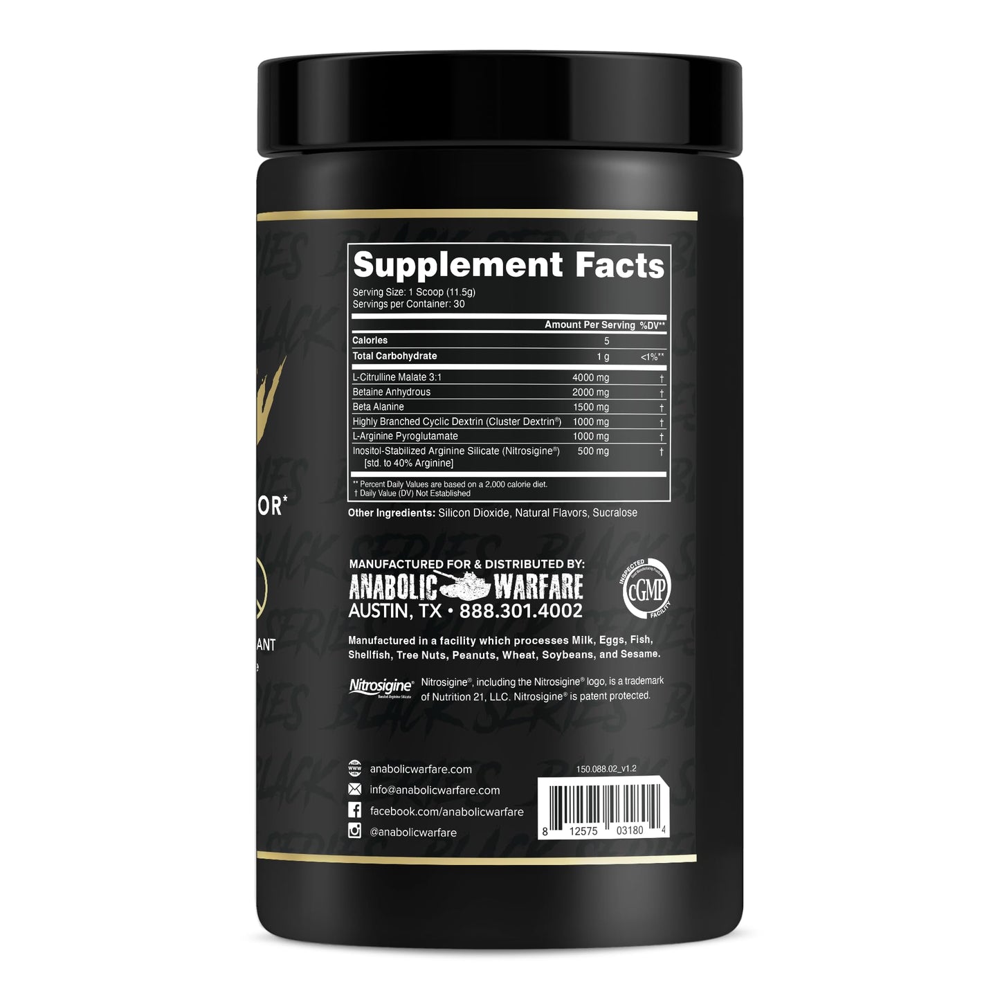 Anabolic Warfare Pump-N-Grow Muscle Pump Supplement Caffeine Free Pre Workout with L-Citrulline, L-Arginine, Beta-Alanine Powder 14.8 oz