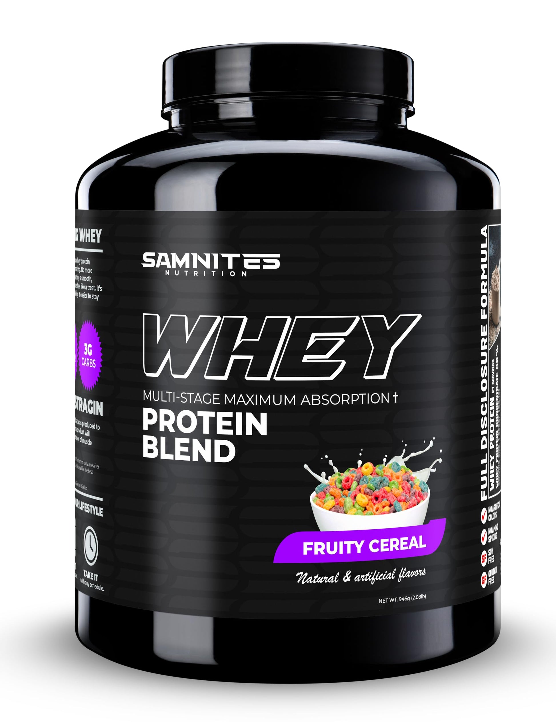 Samnites Nutrition Whey Protein Blend Powder, Fruity Cereal, 1.9 Pound