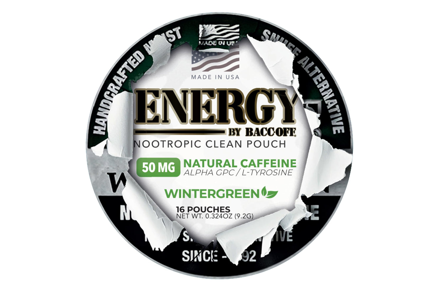 BACC OFF Energy Wintergreen Nootropic Capsules, 80 Count