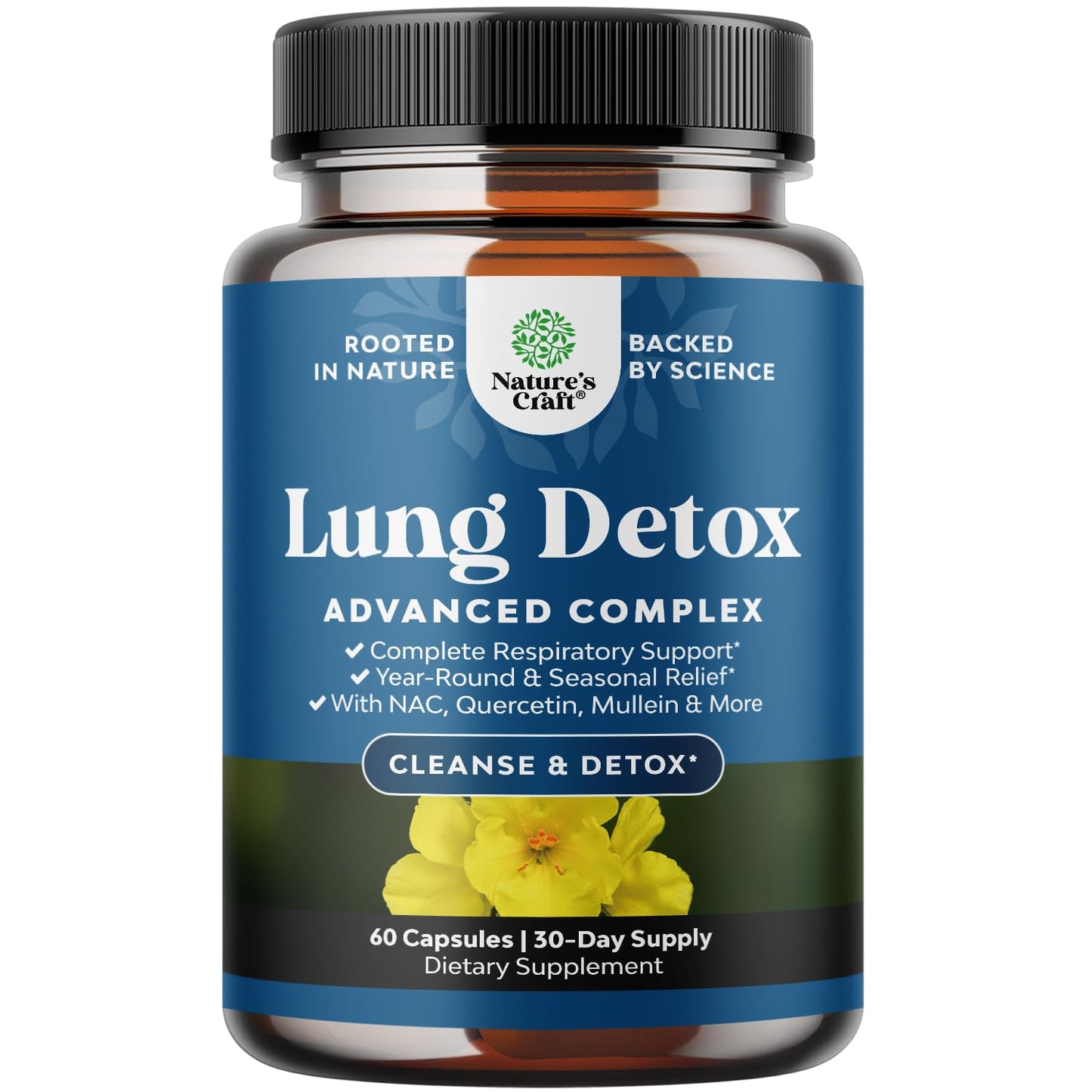 Natures Craft Lung Detox Mullein Leaf Capsules 60 Count
