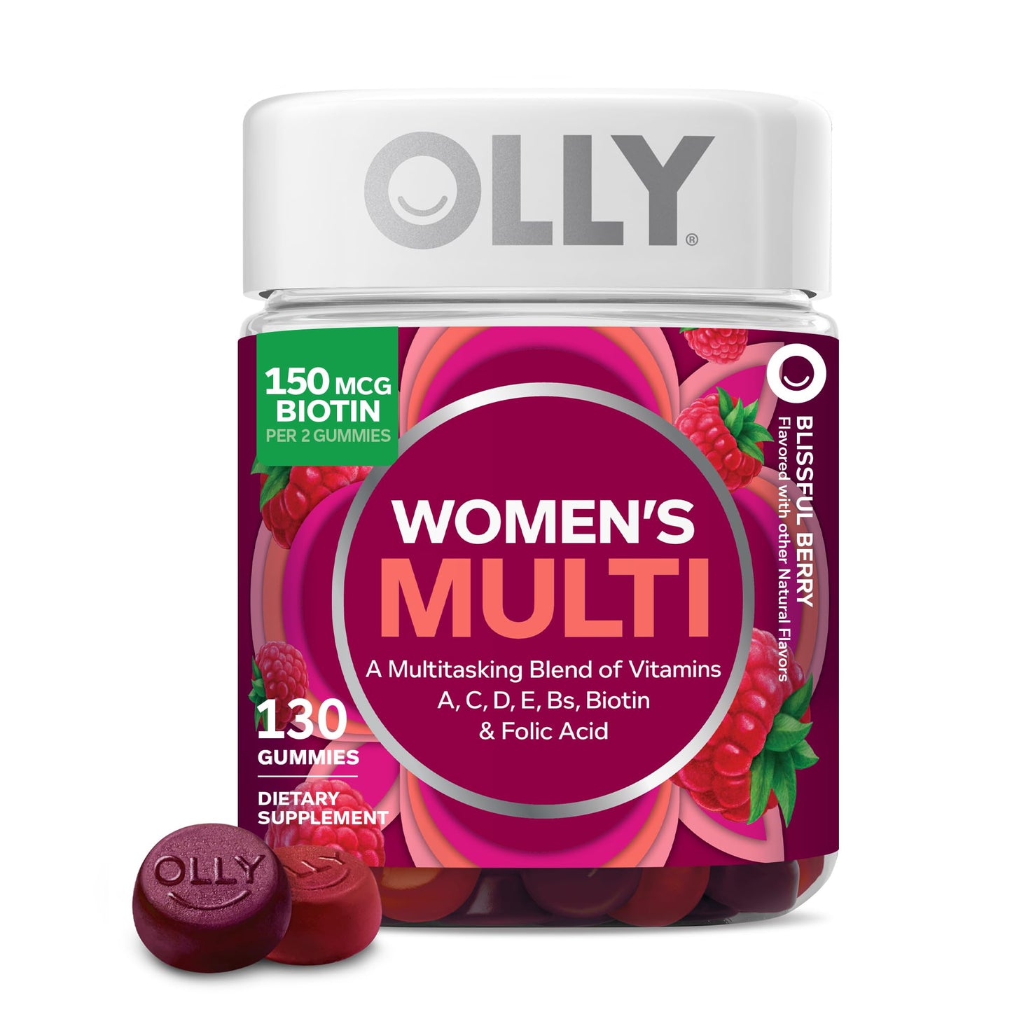 OLLY Women's Multivitamin Gummies, Supports Overall Wellness, Biotin - 130 Count